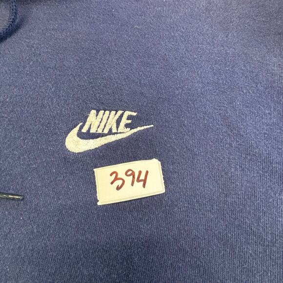 Vintage 80s 90s Nike Blue Mens Large Hoodie Chest Embroidered Logo Swoosh Hoodie - Picture 8 of 10